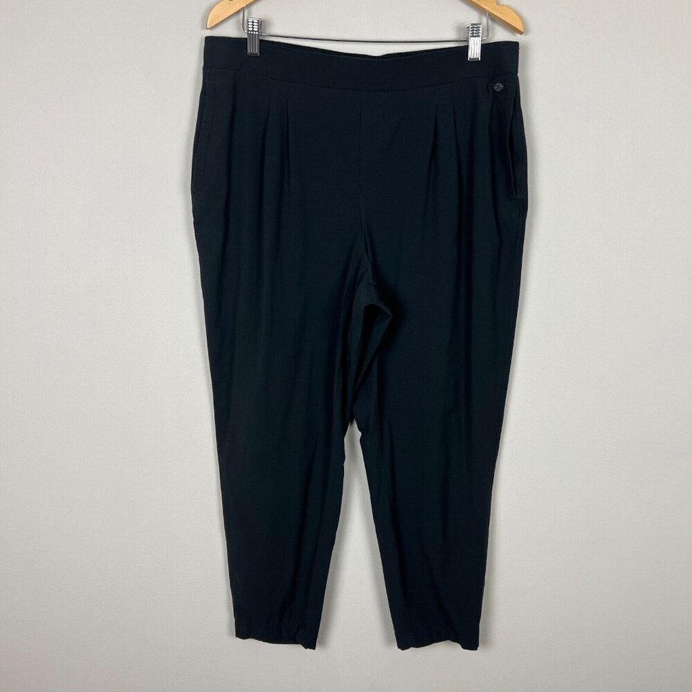 CALIA Pants Womens XL Black Cropped Pleated Stretch High Rise Tapered Activewear